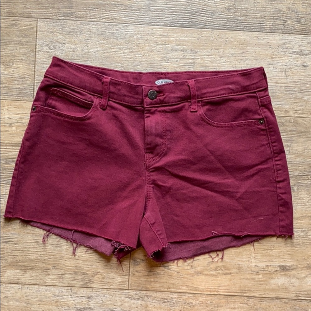 Old Navy Boyfriend dark maroon shorts 8